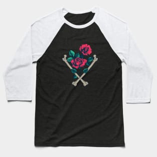 Cross Bones And Roses Baseball T-Shirt